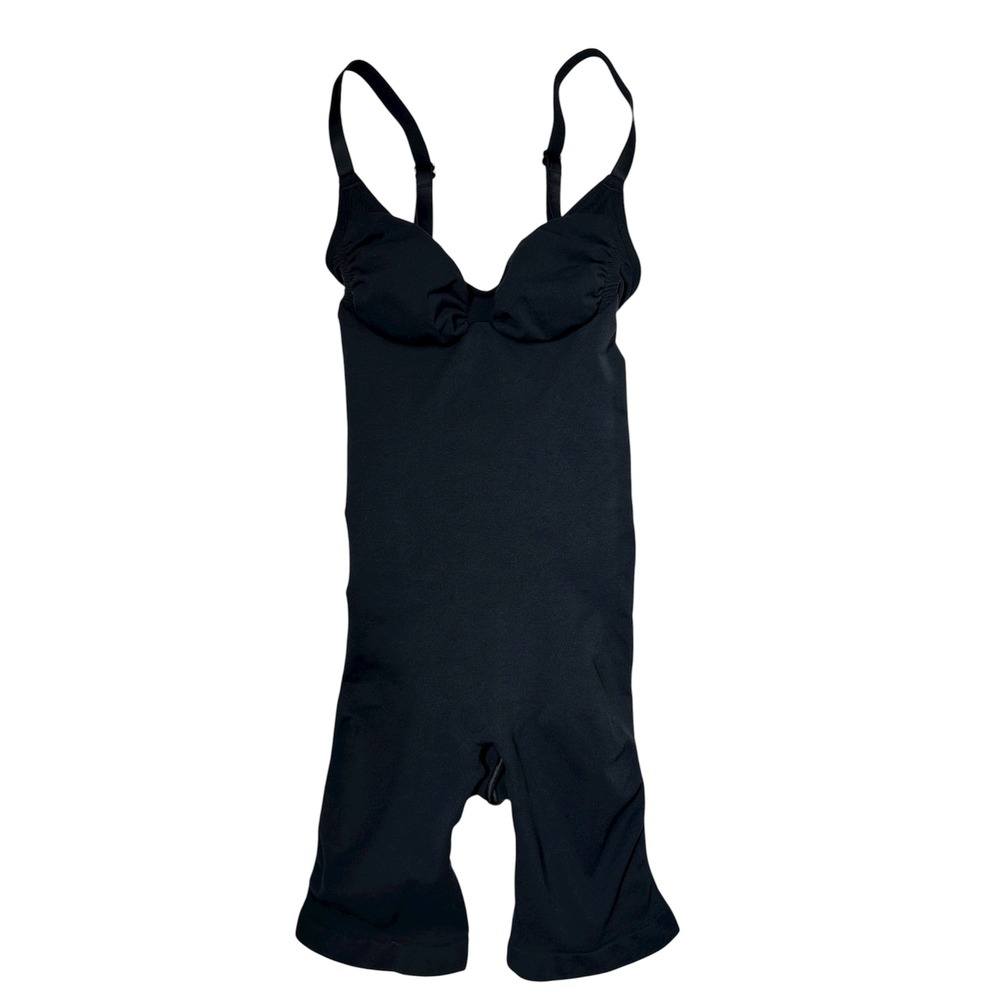 SKIMS SEAMLESS SCULPT Rn #158973 Mid Thigh Bodysuit Onyx Black Shapewear S